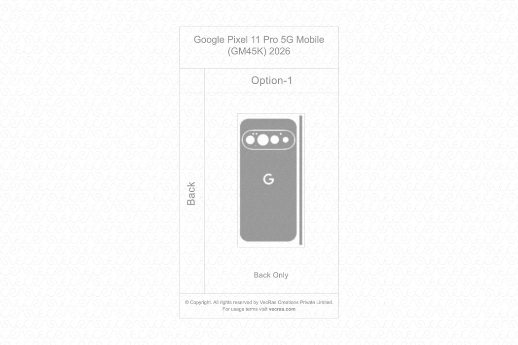 Google Pixel 11 Pro 5G Mobile 2026 | Vinyl Skin Cut File Template