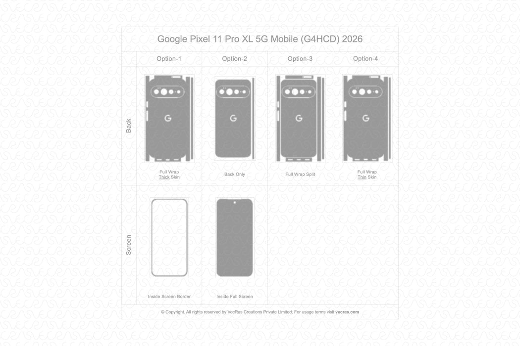 Google Pixel 11 Pro XL 5G Mobile 2026 | Vinyl Skin Cut File Template