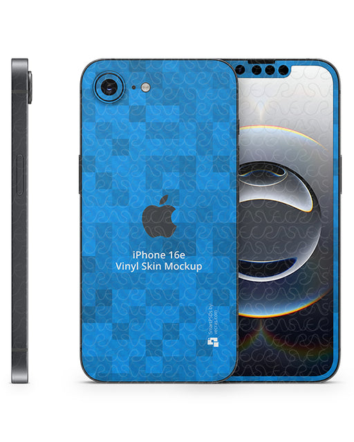 iPhone 16e 2025 Back Only Vinyl Skin Mockup PSD Template