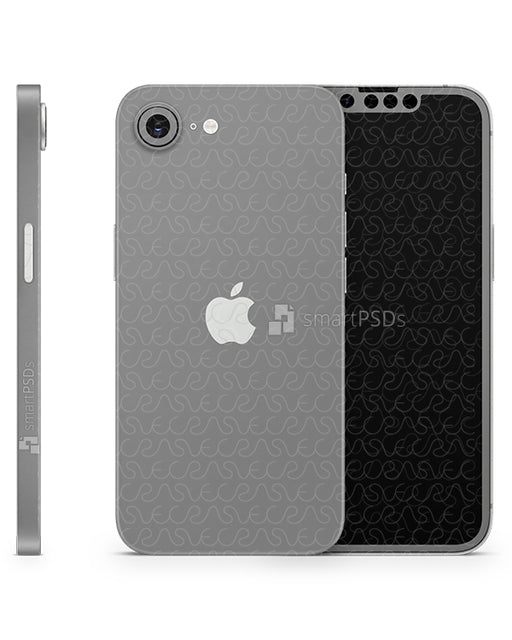 iPhone 16e 2025 Full Wrap Vinyl Skin Mockup PSD Template