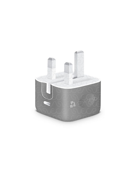 Apple 18W USB C Power Adapter (2019) Vinyl Skin Mockup PSD Template