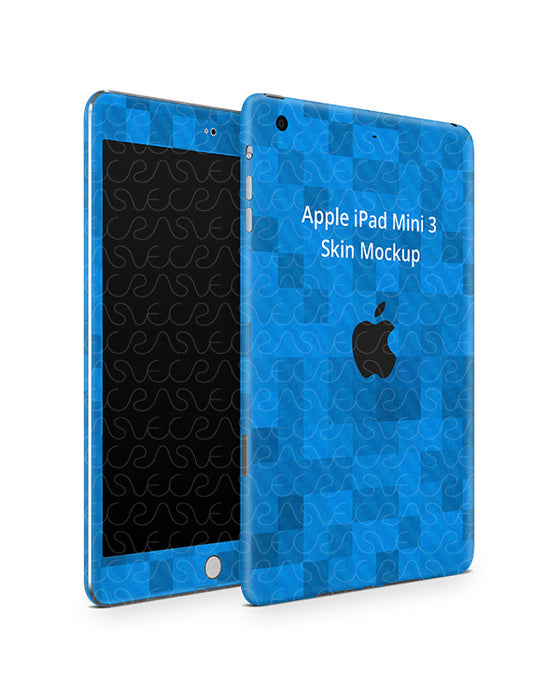 Apple iPad Mini 3 Tablet Skin Design Template (Front-Back Angled)