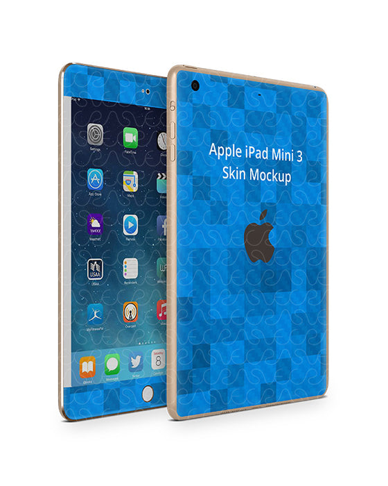 Apple iPad Mini 3 Tablet Skin Design Template (Front-Back Angled)