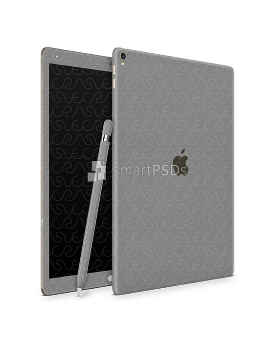 Apple iPad Pro (12.9) 2017 Tablet Skin Design Template (Front-Back Angled)