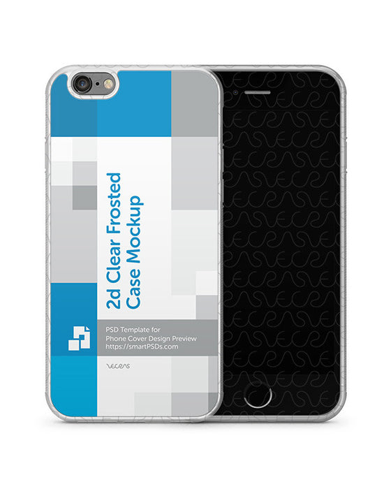 Apple iPhone 6-6s Plus 2d Clear Frosted Rubber Flex Mobile Case Design Mockup 2015 (3 Views)