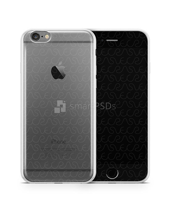 iPhone 6s Plus UV TPU Case with Frosted Edges Design Mockup 2015 (Front-Back angled)