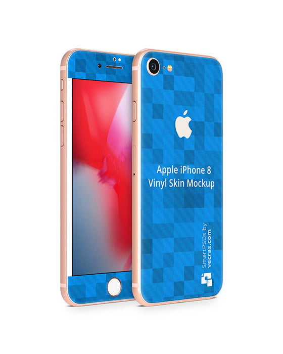 Apple iPhone 8 Vinyl Skin Design Mockup 2017 (Front-Back Angled)