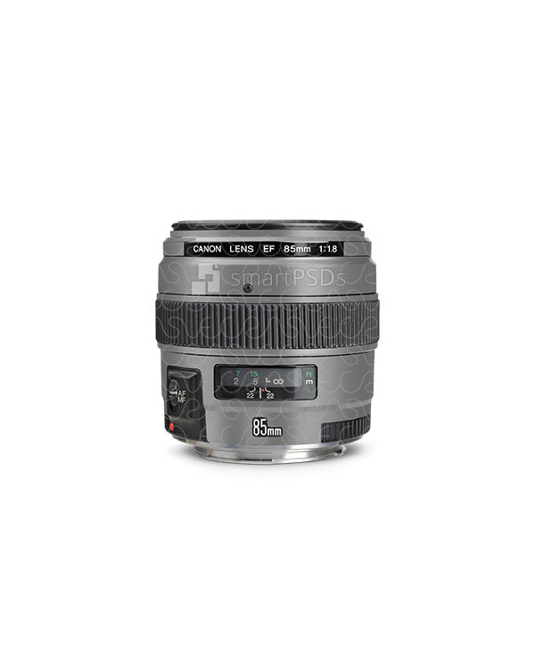 Canon EF 85mm f-1.8 USM Lens Skin PSD Mockup Template — VecRas