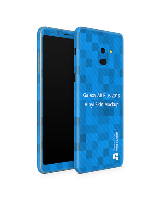 Samsung Galaxy A8 Plus Vinyl Skin Design Mockup 2018 (Front-Back Angled)