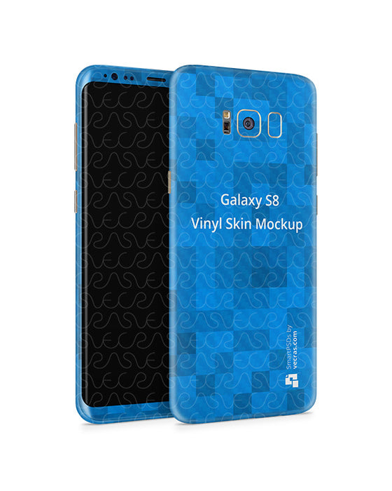 Samsung Galaxy S8-S8 Plus Vinyl Skin Design Mockup 2017 (Front-Back Angled)