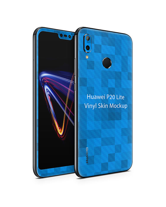 Huawei P20 Lite Vinyl Skin Design Mockup 2018 (Front-Back Angled)