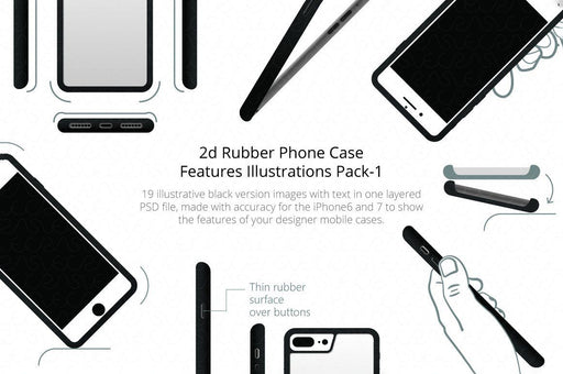 2d Rubber Phone Case Features Illustrations Pack 1