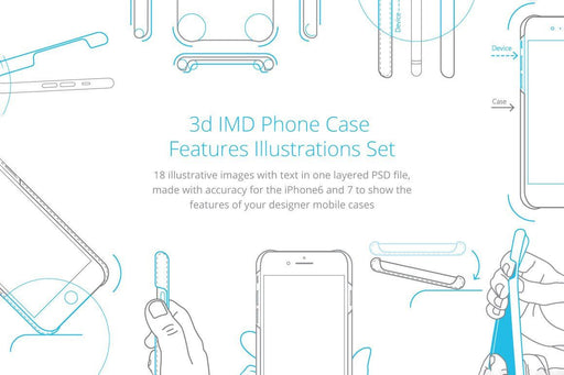 3d IMD Phone Case Features Illustrations Set