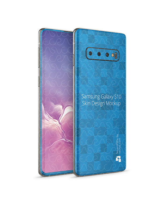 Samsung Galaxy S10 Vinyl Skin Design Mockup 2019 (Angled)