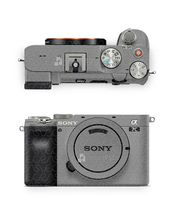 Sony Alpha A7c Camera & Lens (2020) Vinyl Skin Mockup PSD Template