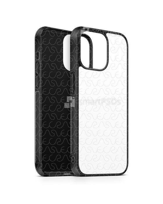 iPhone 14 Pro Max (2022) 2d Rubber Flex Case Design Mockup (Angled)