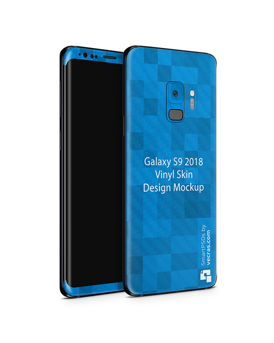Samsung Galaxy S9 Vinyl Skin Design Mockup 2018 (Front-Back Angled)