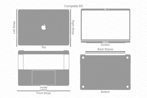 MacBook Pro 16” Touch Bar Full Wrap Skin Vector CutFile Template