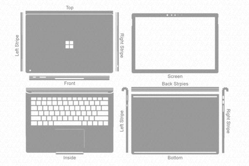 Surface Book 2 13.5” (2017) i7 Full Wrap Skin Vector CutFile Template