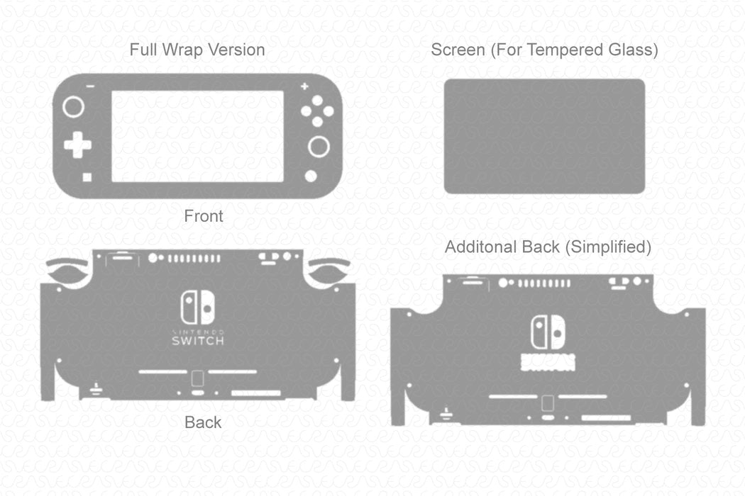 Nintendo Switch Lite Full Wrap Skin Vector CutFile Template