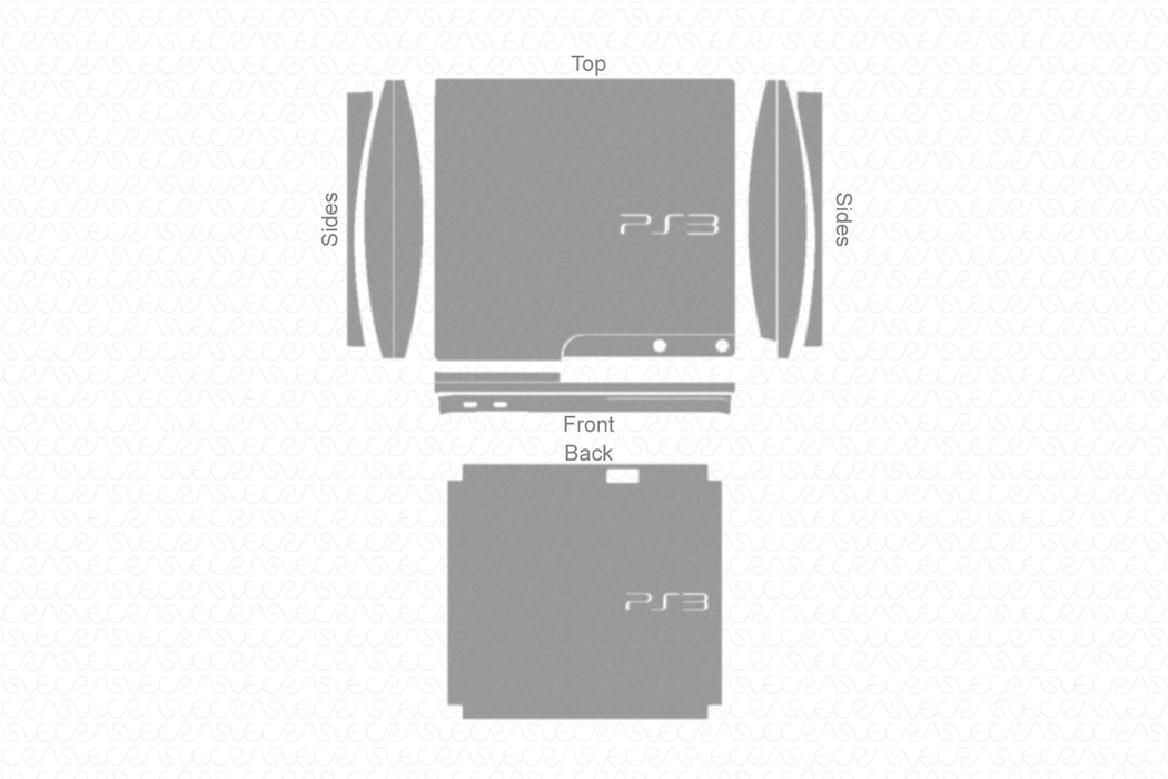Sony PS3 Slim Gaming Console Full Wrap Skin Vector CutFile Template