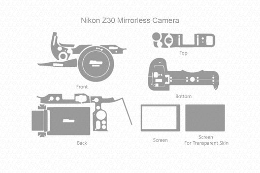 Nikon Z30 Mirrorless Camera Full Wrap Skin Vector CutFile Template