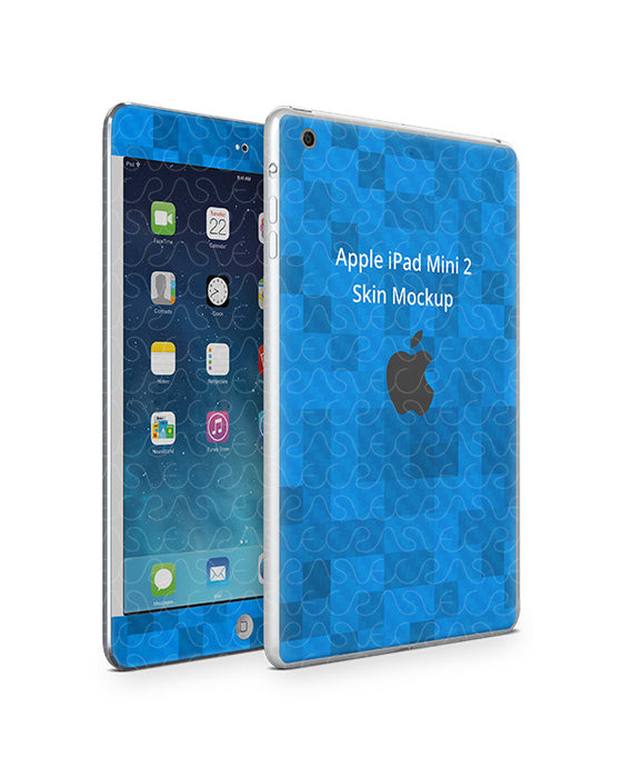 Apple iPad Mini 2 Tablet Skin Design Template (Front-Back Angled)