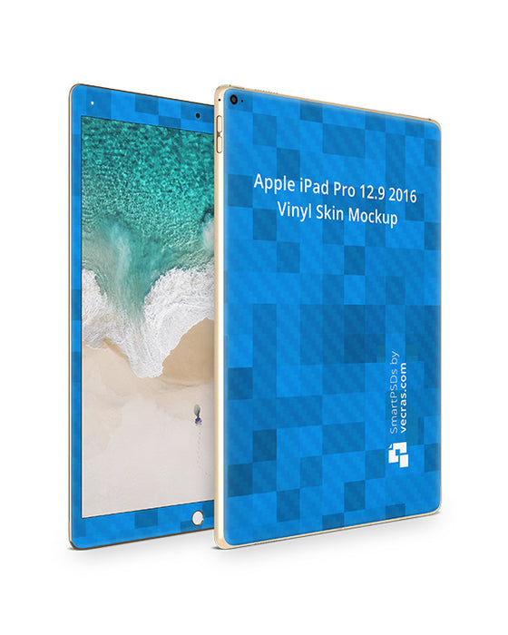 Apple iPad Pro (12.9) 2016 Tablet Skin Design Template (Front-Back Angled)