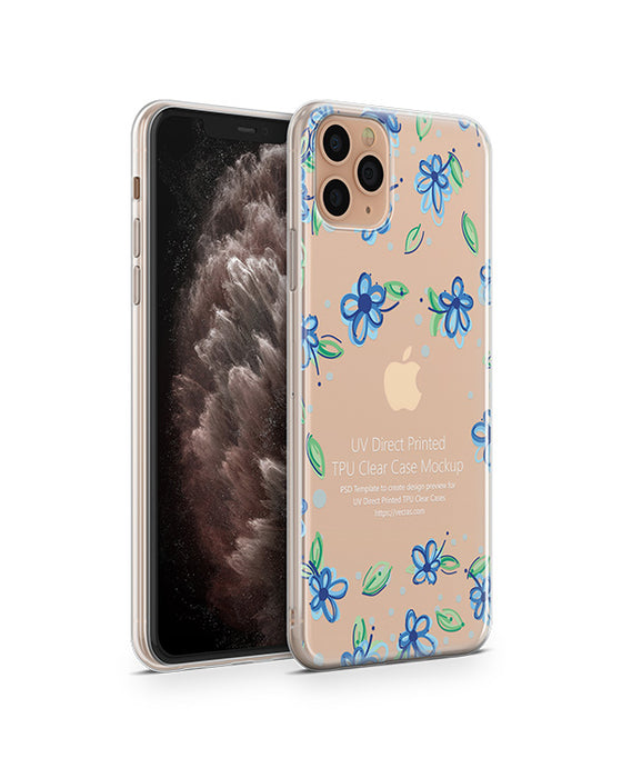 iPhone 11 Pro Max 2019) TPU Clear Case Mockup (Angled)